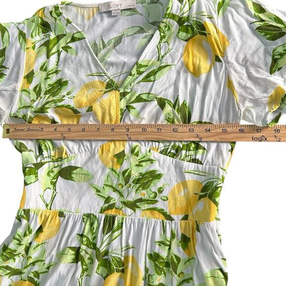 Loft Womens White Summer Lemon Casual Midi Dress Flutter Pockets Sz 4p coquette - Picture 5 of 8